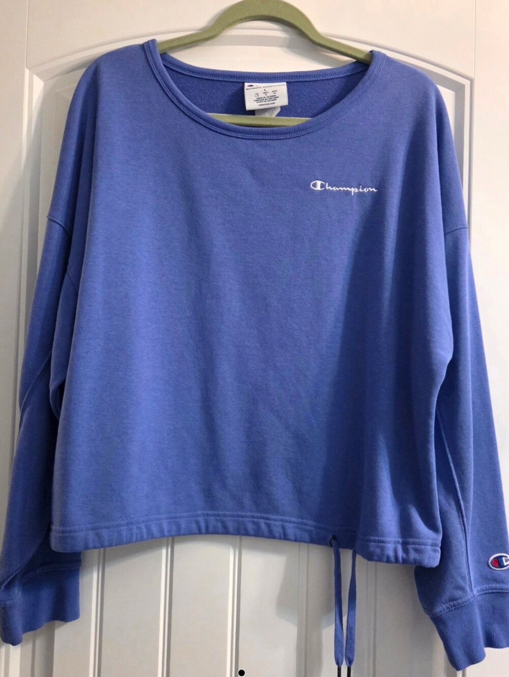 Champion Blue Drawstring Crewneck Sweatshirt Size Large